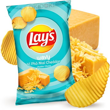 Lay’s Patatas Fritas Wavy Sabor Queso Cheddar 90g | OKIDOKI Asian Market