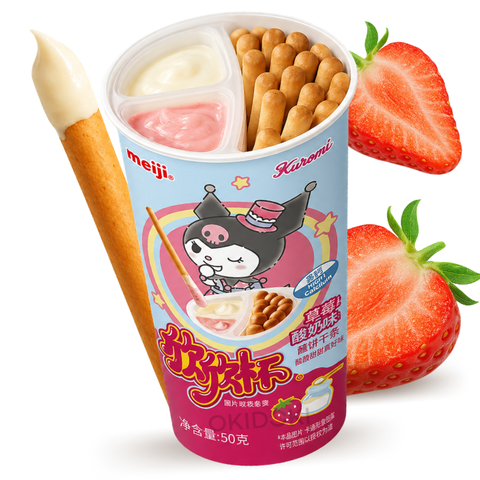 Meiji Kuromi Biscuit Sticks con Crema de Fresa Yogur 50g