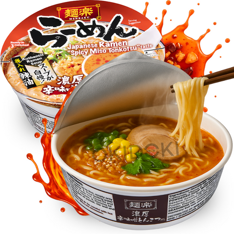 Menraku Bowl Japanse Ramen Miso Pittige Tonkotsu (layu) 80,6g