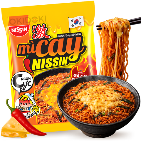Nissin Fideos Sabor Pollo Picante Coreano con Queso 72g
