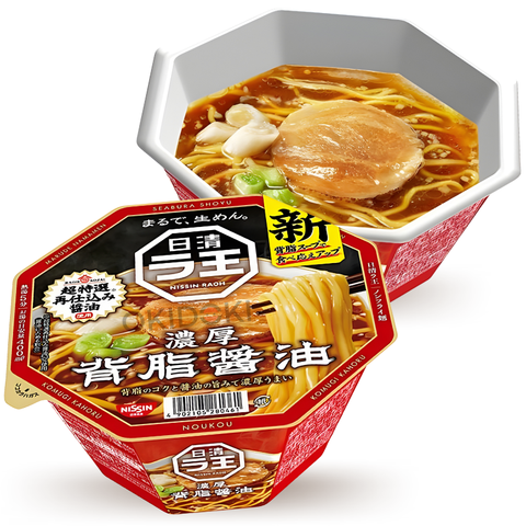 Nissin Raoh Bowl Ramen sabor Salsa de Soja con Seabura 113g