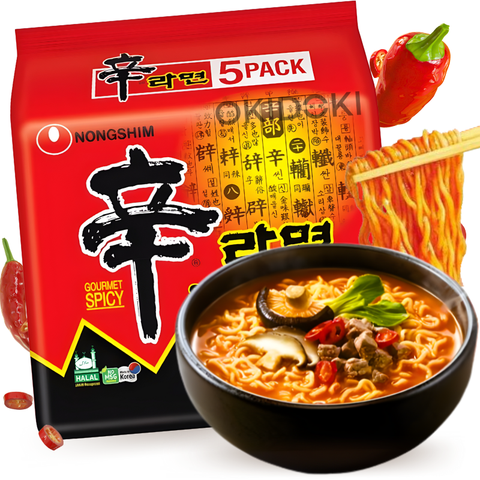 Nongshim Shin Ramyun Fideos Picante (Vegano, Halal) 120g x 5pks