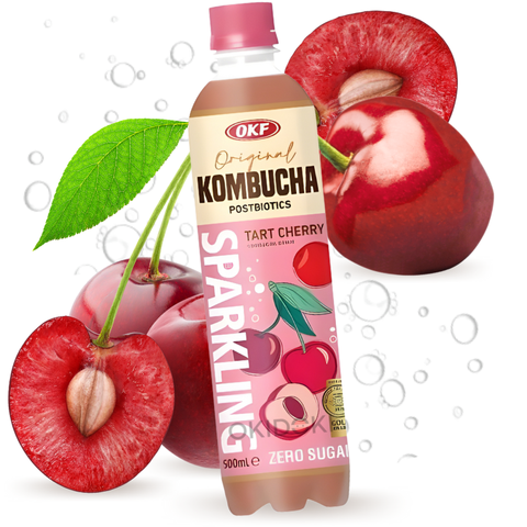 OKF Kombucha Espumosa Sabor Cereza Ácida (Sin Azúcar) 500ml