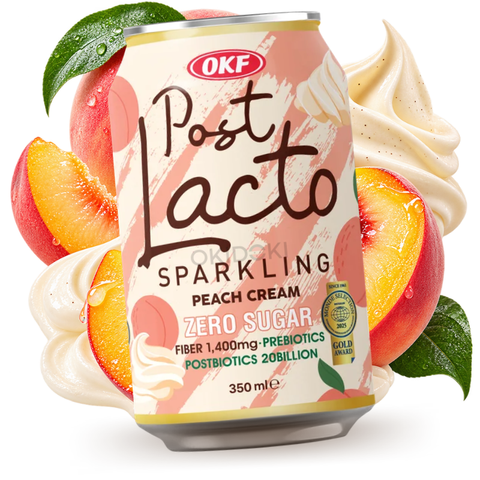 OKF PostLacto Peach and Cream Flavored Carbonated Drink (Prebiotic, Sugar Free) 350ml