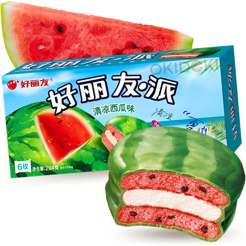 Orion Choco Pie Sabor Watermelon Sandia 6uds 204g