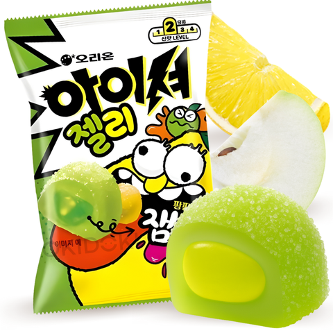 Gomas Orion sabor limão ácido e maçã verde com geleia 72g