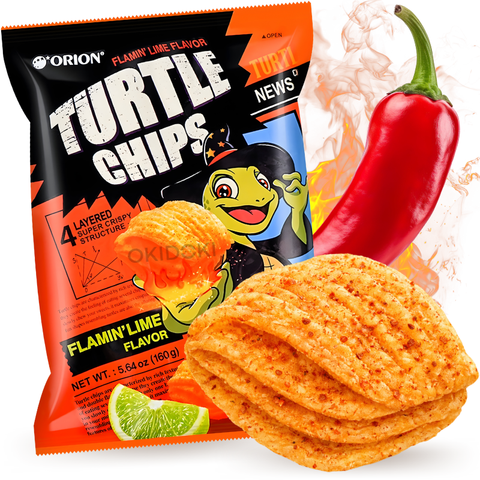 Orion Kkobuk Turtle Chips Sabor Lima Picante al Fuego 160g