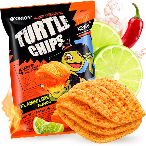 Orion Kkobuk Turtle Chips Sabor Lima Picante al Fuego 160g