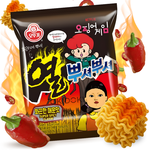 Ottogi Squid Game Snack de Ramen Triturado Súper Picante 90g