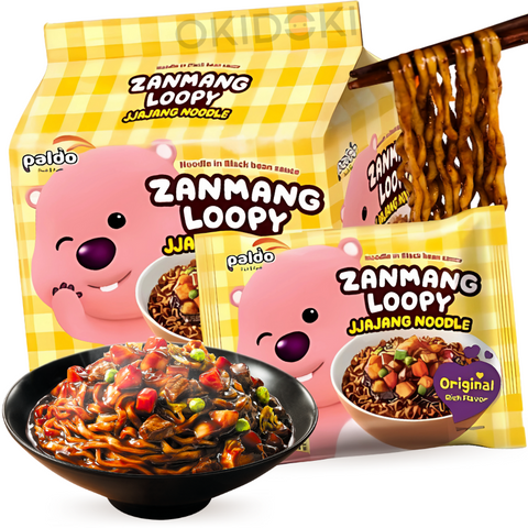 Macarrão Paldo Zanmang Loopy Sabor Jjajang Original 110g x 4 unidades