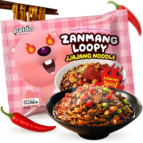 Macarrão Paldo Zanmang Loopy Sabor Jjajang Apimentado 110g