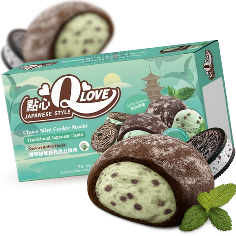 QLove Mini Mochi Premium Filled Chocolate Mint Cookie Flavor 80g