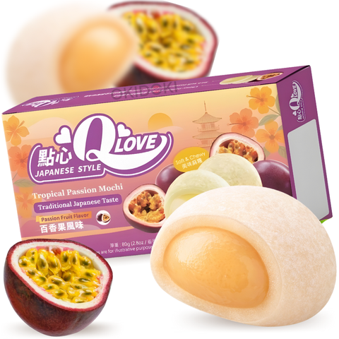 QLove Premium Filled Mini Mochi Passion Fruit Flavor 80g