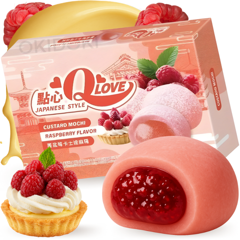 QLove Mochi Custard con Crema de Frambuesa 168g