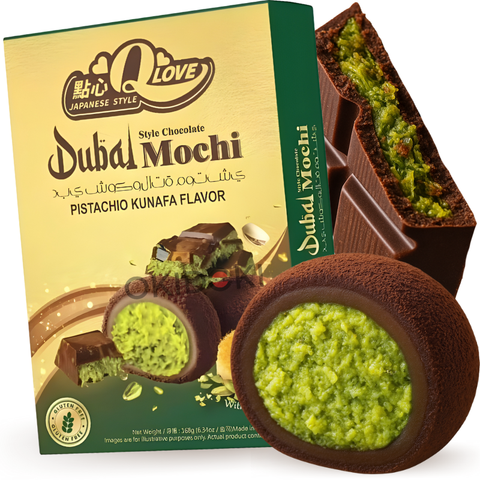 QLove Dubai Style Mochi Chocolate Pistachio Flavor Kunafa (Sem Glúten) 168g
