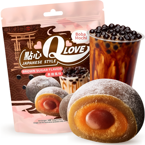 QLove Mochi con Crema Sabor Boba Azúcar Moreno 120g