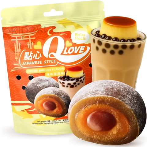 QLove Mochi con Crema Sabor Té Boba Crème Brûlée 120g