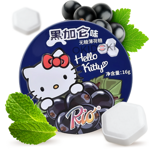 Rio Hello Kitty Caramelos de Menta Sabor Grosella Negra (Lata, Sin Azúcar) 16g