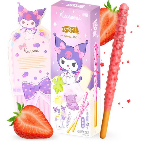 Sanrio Palitos de Galleta Recubiertos con Chocolate de Fresa (Marcapáginas Incluido) 28g