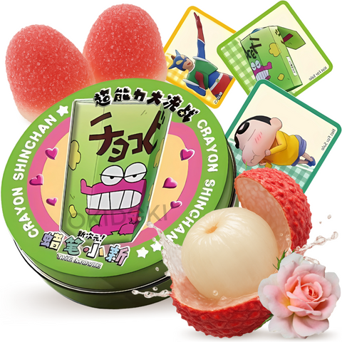 Shin Chan Caramelos de Lichi y Rosa en Lata (Pegatina Incluido) 68g