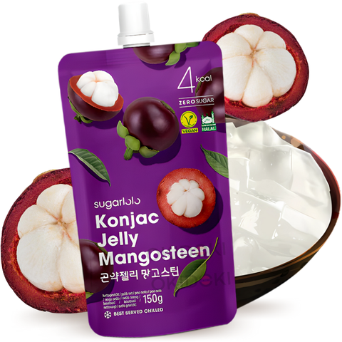 Sugarlolo Bebida de Gelatina Konjac Sabor Mangostán (Vegano, Halal, Sin Azúcar) 150g