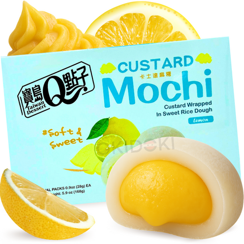 Taiwan Q Custard Lemon Mochi (Halal, Lacto Vegetarian) 168g