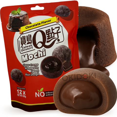 Taiwan Q Mochi con Crema de Chocolate (Sin Gluten, Lacto Vegetariano) 12pcs 180g