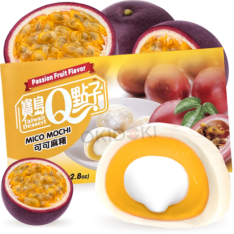 Taiwan Q Passion Fruit Cocoa Mochi (Lacto-Vegetarian) 8 units 80g