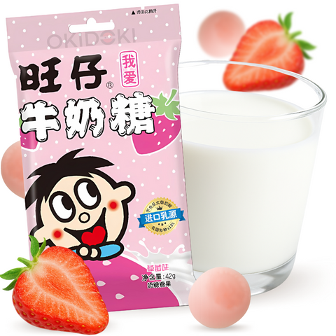 Want Want Strawberry Milk Candies 42g