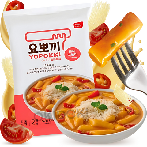 Yopokki Tteokbokki Sabor Rosé (Gochujang Cremosa) (Bolsa) 240g