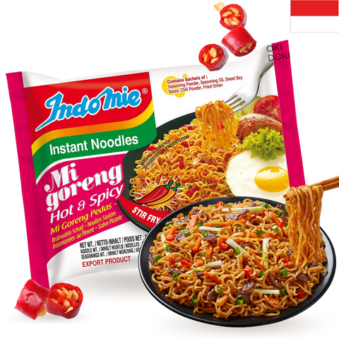 Indomie Mi Goreng Pedas Fideos Salteados Hot & Spicy Picante 80