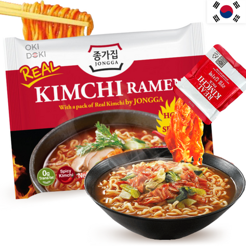 Jongga Fideos Sabor Kimchi con Kimchi Real 122g