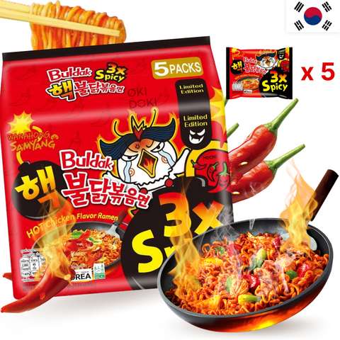 Samyang Buldak Ramen Hot Chicken Kipsmaak 3x Pittig 140g X 5 stuks