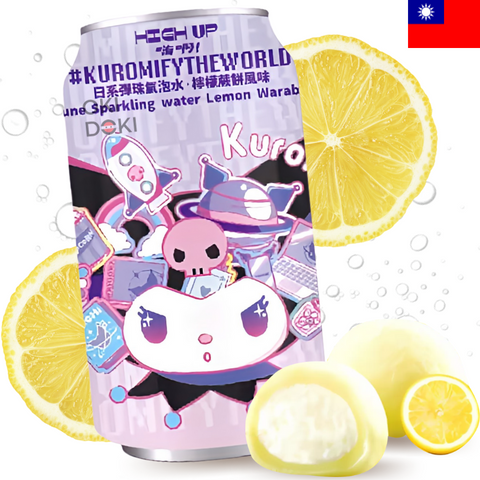 Kuromi High Up Ramune Bebida Gaseosa Sabor Limón Mochi 330ml