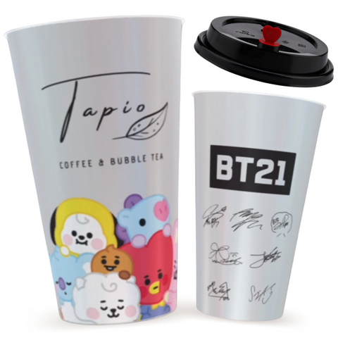 BT21 Vaso Reutilizable con Tapa (Fanmade) 500ml