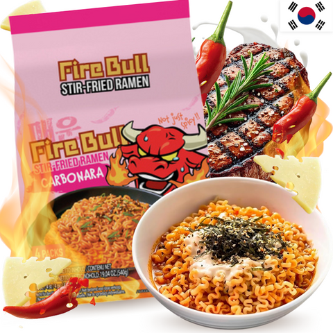 Firebull Gebakken Pittige Rundvlees Carbonara Noedels 135g x 4 stuks