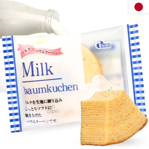 ATOM Postre Japonés Baumkuchen Sabor Leche 80g