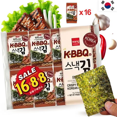 Wang Snack Alga Tostada Sabor Bbq Coreana 4g X 16uds