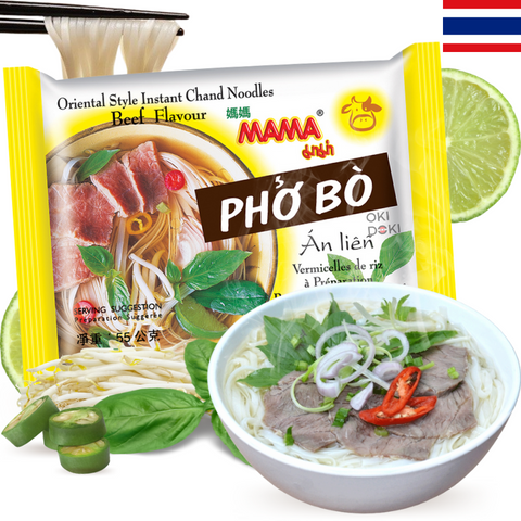 Mama Fideos de Arroz Vermicelli con Sopa de Ternera Pho Bo (Halal) 55g