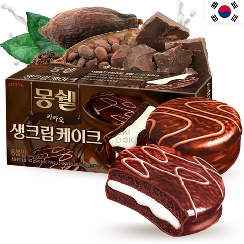 Lotte Moncher Bolo de Creme Bolo de Cacau com Creme 34g X 6 unidades