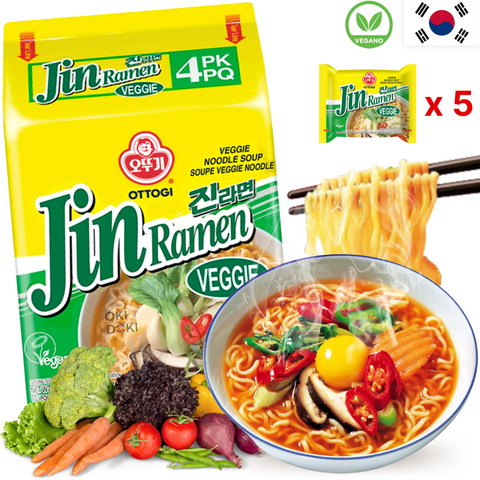Ottogi Ramyun Jin Ramen Groenten (Veganistisch) 120 g x 4 stuks