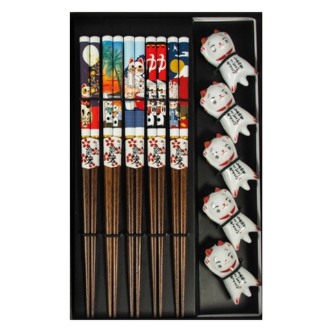 Lucky Cat Chopsticks Set 5 units