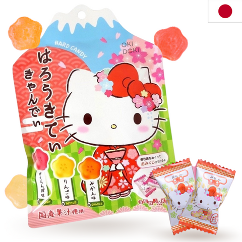 Senjaku Hello Kitty Appel-, Sinaasappel- en Kersensnoepjes 38g