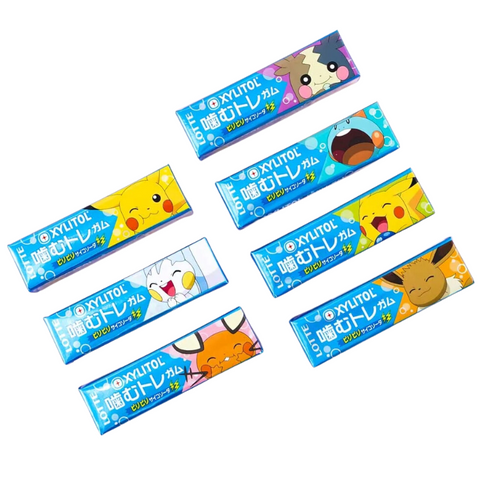 Goma de mascar com xilitol Lotte sabor refrigerante edição Pokémon 9 unidades