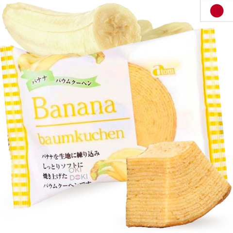 ATOM Postre Japonés Baumkuchen Sabor Banana 80g