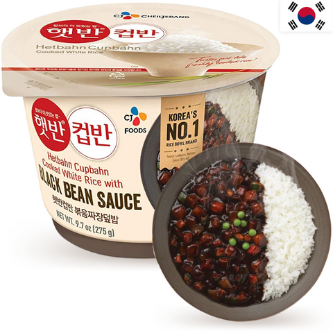 Arroz coreano de micro-ondas com molho Jjajang CJ HETBAHN 275g