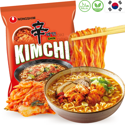 Nongshim Shin Ramyun Coreano Fideos con Sopa de Kimchi Vegano 120g