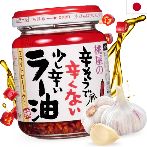 Momoya Taberu Layu Aceite de Chile y Ajo Japonés 110g