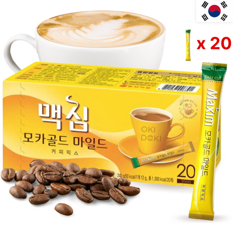 Dongseo Maxim 맥심 Coffee Mix Mocha Gold Mild Café Coreano 12g X 20uds
