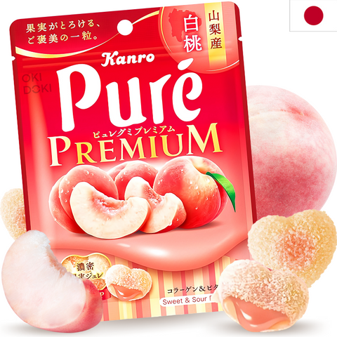 Kanro Pure Gominolas Premium Sabor Melocoton 56g